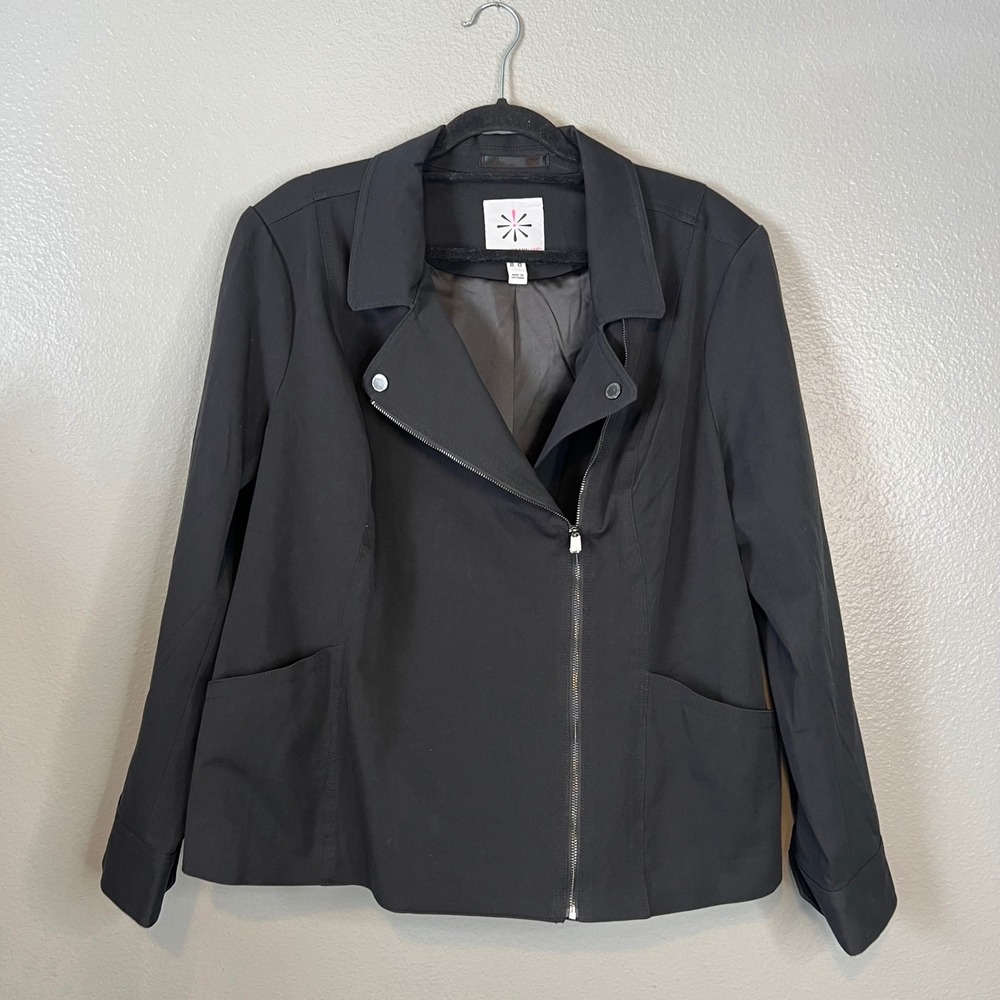 Isaac Mizrahi‎ Moto Jacket Plus Size 22W Black Cotton Blend NEW